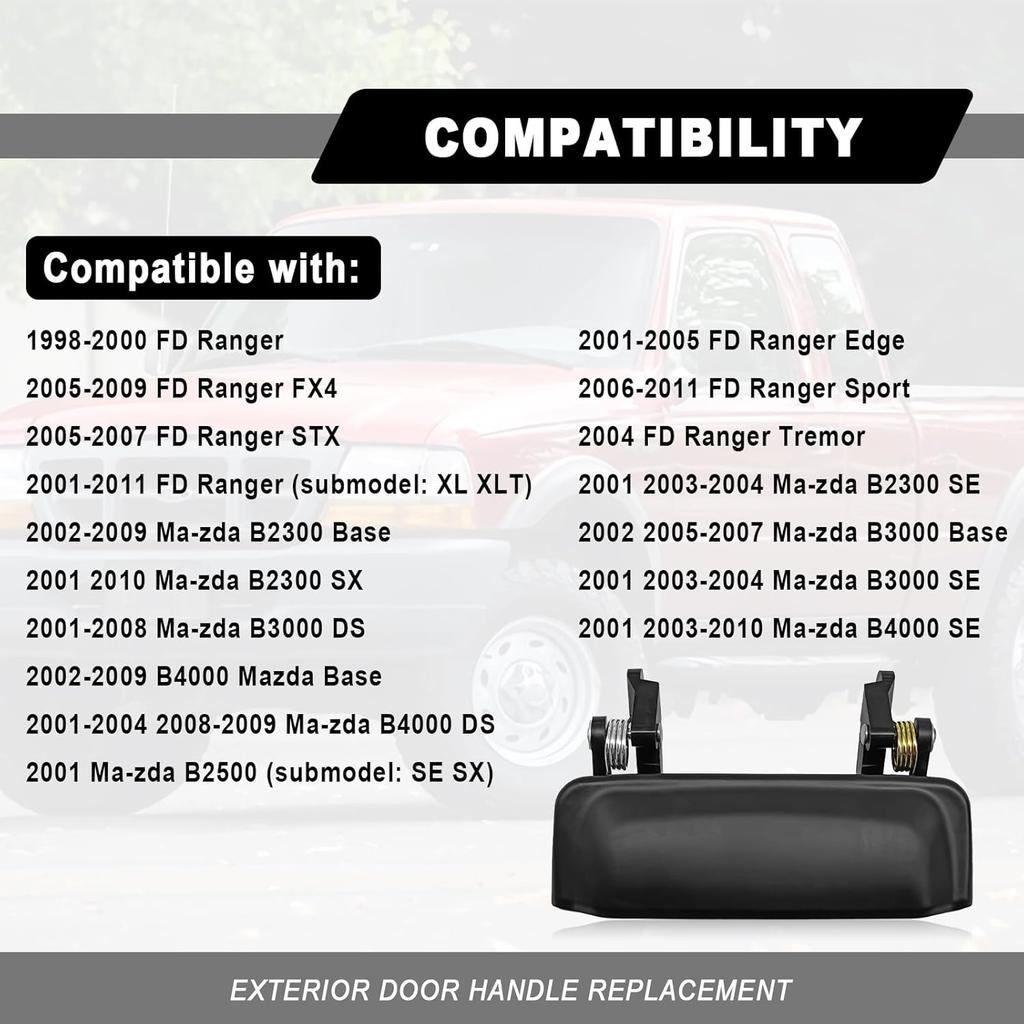 Exterior Door Handle Front Outside Left Driver Door Handle and Right Passenger Side Door Handle Replaces 2L5Z1022404BAA Compatible with Fo-rd Ranger