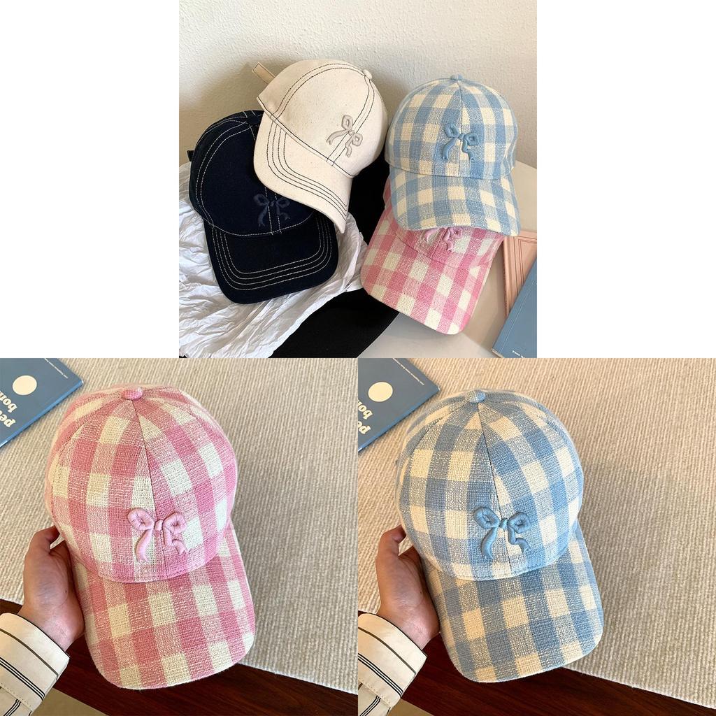Cotton Baseball Cap With Bowknot Embroidery For Spring Summer Sun Protection