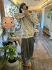 Retro Floral Hooded Cardigan Sweatshirt - Thick, Loose Fit for Spring and Autumn