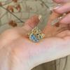 Elegant Antique Enamel Butterfly Gourd Ring For Women With Dazzling Gemstone Accents