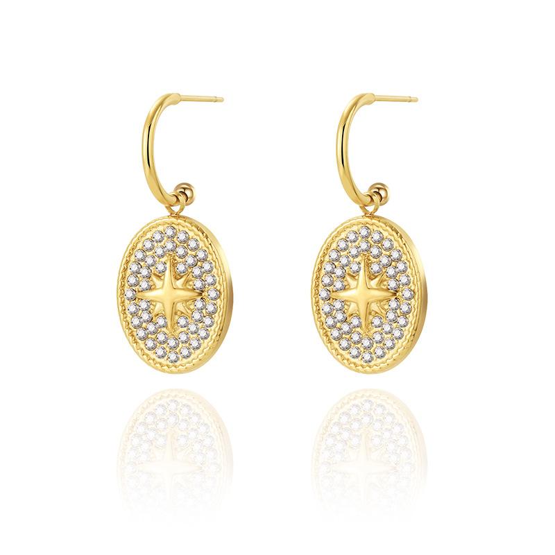 

2023 Новые овальные мужские серьги со звездами из титановой стали с бриллиантами, женские универсальные серьги-гвоздики во взрывном стиле, высококачественные серьги