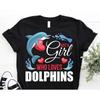Just A Girl Who Loves Dolphins T Shirt Cute Dolphin Animal Lover Ocean Life Casual For Fans Birthday Vacation Wear Vintage