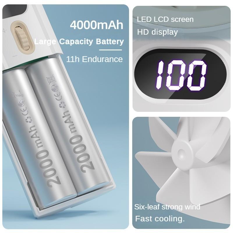 6W Handheld High-speed Fan USB Charging Portable Fan 100 Speed Infinitely Variable Speed Fan