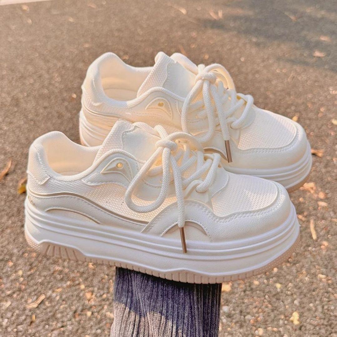 

Летняя женская обувь маленькие белые туфли женские 2025 новая дышащая сетчатая обувь универсальные нишевые туфли-хлебцы платформа спортивные кеды 35