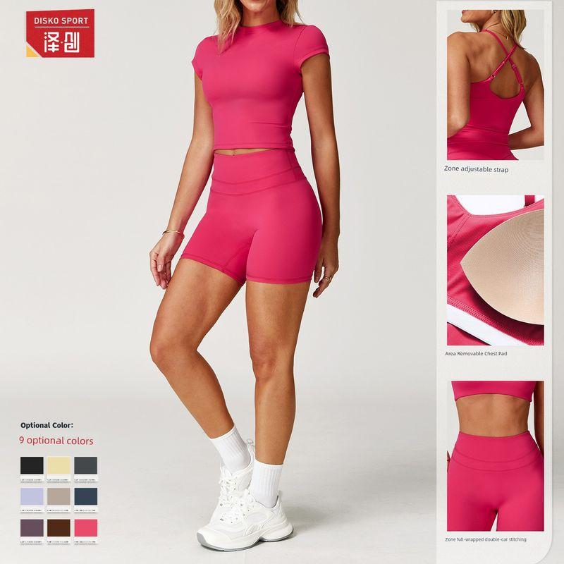 Guangzhou Zechuang Clothing Co., Ltd. Brushed Tight Back Yoga Suit Stretch High Waist Workout Clothes for Women Running