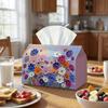 2D Flat,1pc Tissue Box Holder with Artistic Modern Design-Impasto Floral Multi Color,Durable Polyester,Ideal for Kitchen,Living Room,Bedroom,Bathroom,