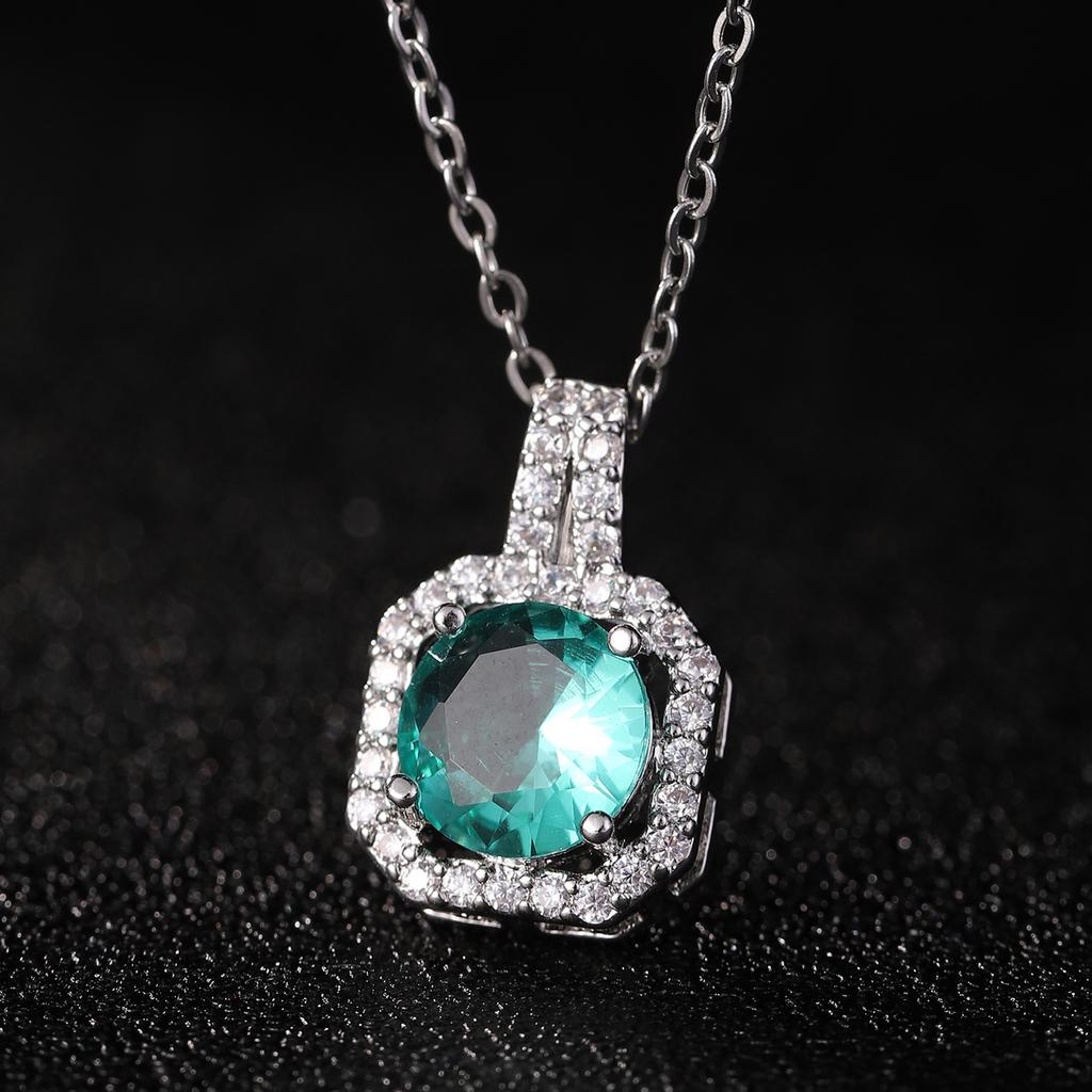 Stainless Steel Necklaces Pendants For Women Cubic Zirconia Yellow Square Stone White Gold Plated Wedding Engagement