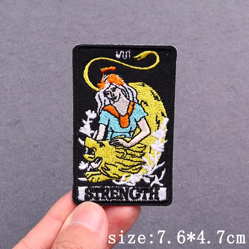 Sun/Moon Tarot Card Embroidery Patches For Clothing Hip-Hop Punk Style Patch Iron-On Patches DIY Custom Badges Decor Stickers
