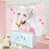 Japanese Girly Heart Background Wall Hanging Cloth Maid Cat Girly Background Cloth Wall Atmosphere Room Decoration Tapestry Gift