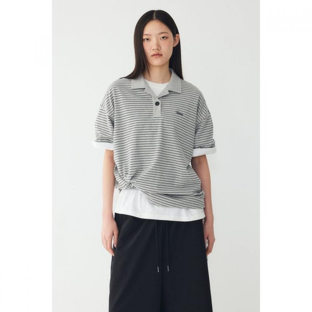 STudio Tomboy STripe Oversized Collar ShorT Sleeve T shirT 9176222997ar 
