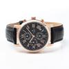 Salvatore Marra Men's Watch, Simple, Slim, Analog Quartz Movement, Chronograph, Leather Strap, Pink Gold, Black with Cross, PGBK