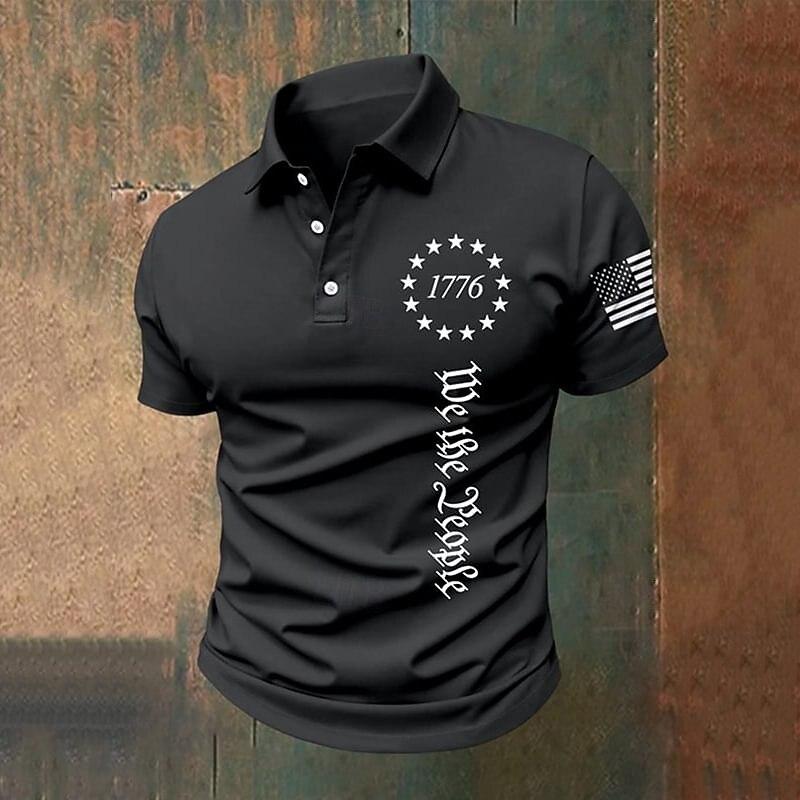 Men's US Flag 3D Print Patriotic 1776 Short Sleeve Polo Shirt Summer Shirt Summer Casual Outdoor Vacation Dailywear Men Clothing