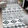 Moroccan Tribal White Black Rug Modern Rustic Farmhouse Decor Carpet Geometric Printed Indoor Entryway Rug for Kitchen Laundry