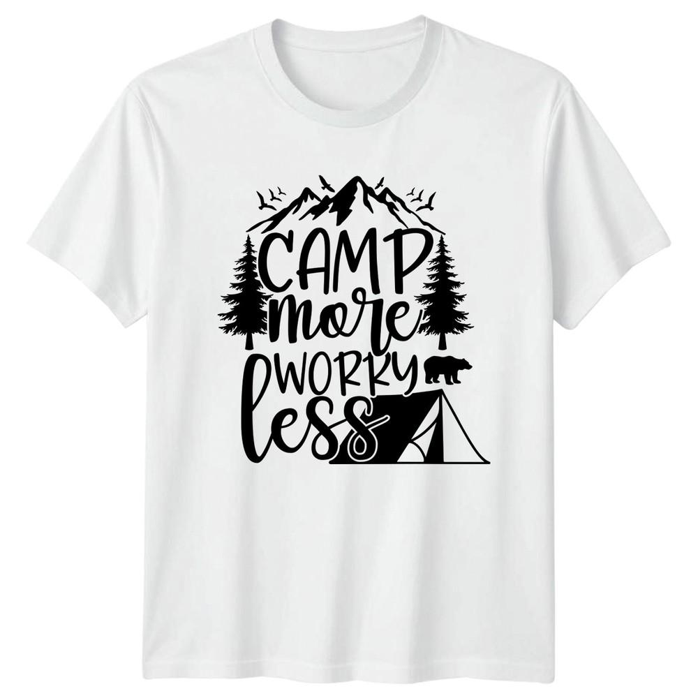 Camp More Worry Less TShirt Hiking Nature Camping S