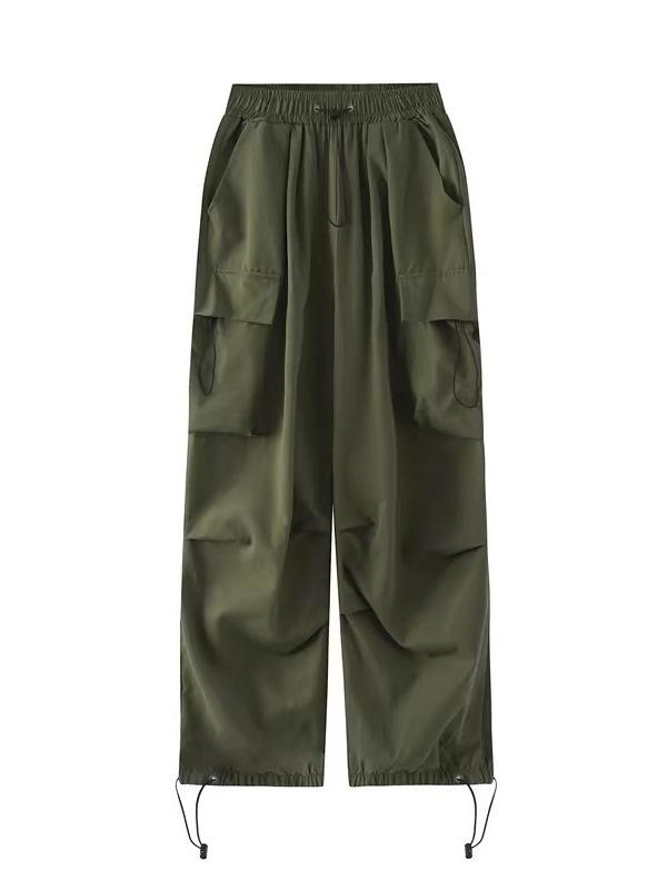 Cross-Border Women's Summer Wide-Leg Work Pants with Large Pockets.