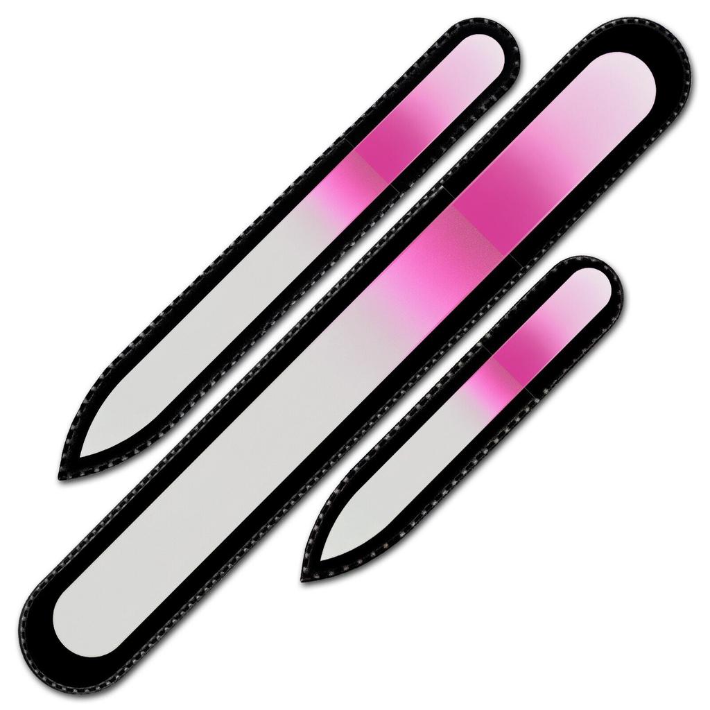Set of 3 Rainbow Crystal Nail Files, Hand Made of Czech Tempered Glass R-BMS