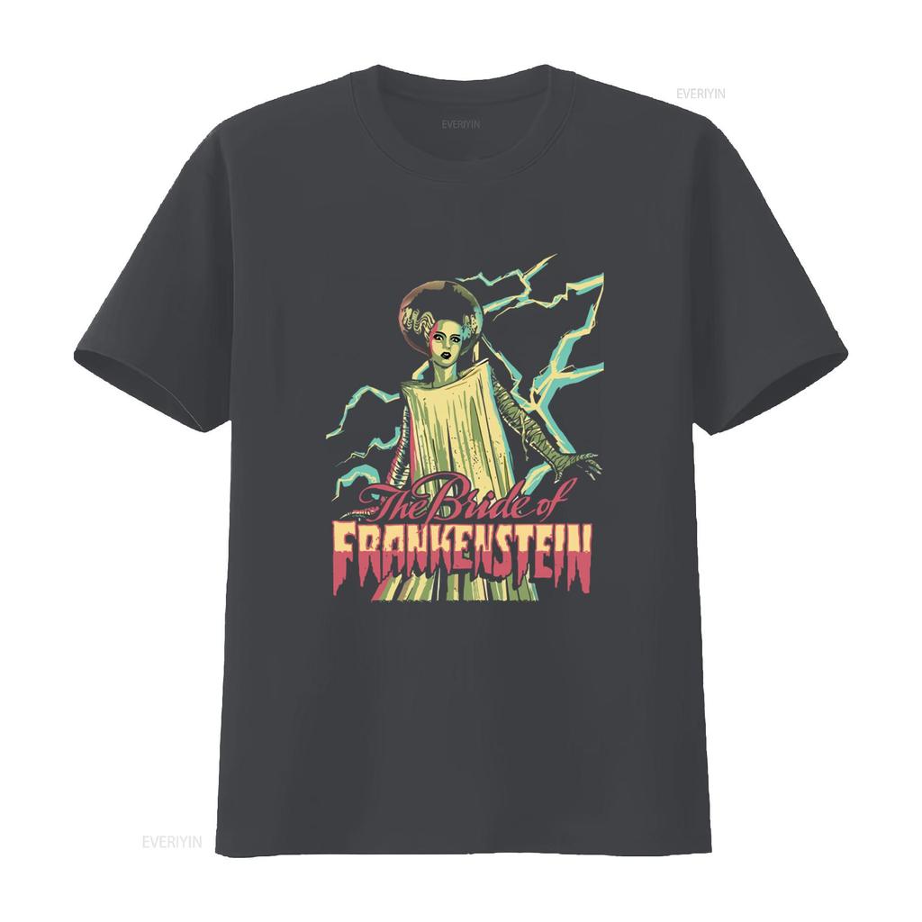 Universal Monsters Frankenstein Bright Bride Black Adult T Shirt Classic Horror Movie Design vintage Washed Soft Comfortable