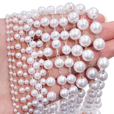 10 Yards Pearl Beading Chains Bracelet Necklace Jewelry Making Clothing Hat Decoration Artificial Pearls Chain DIY Handmade Gift