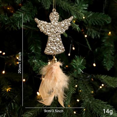 Pretty Plastic Christmas Tree Feather Pendant Snowflake Elk Christmas Hanging Decoration Angel Feather Hanging Ornament Xmas