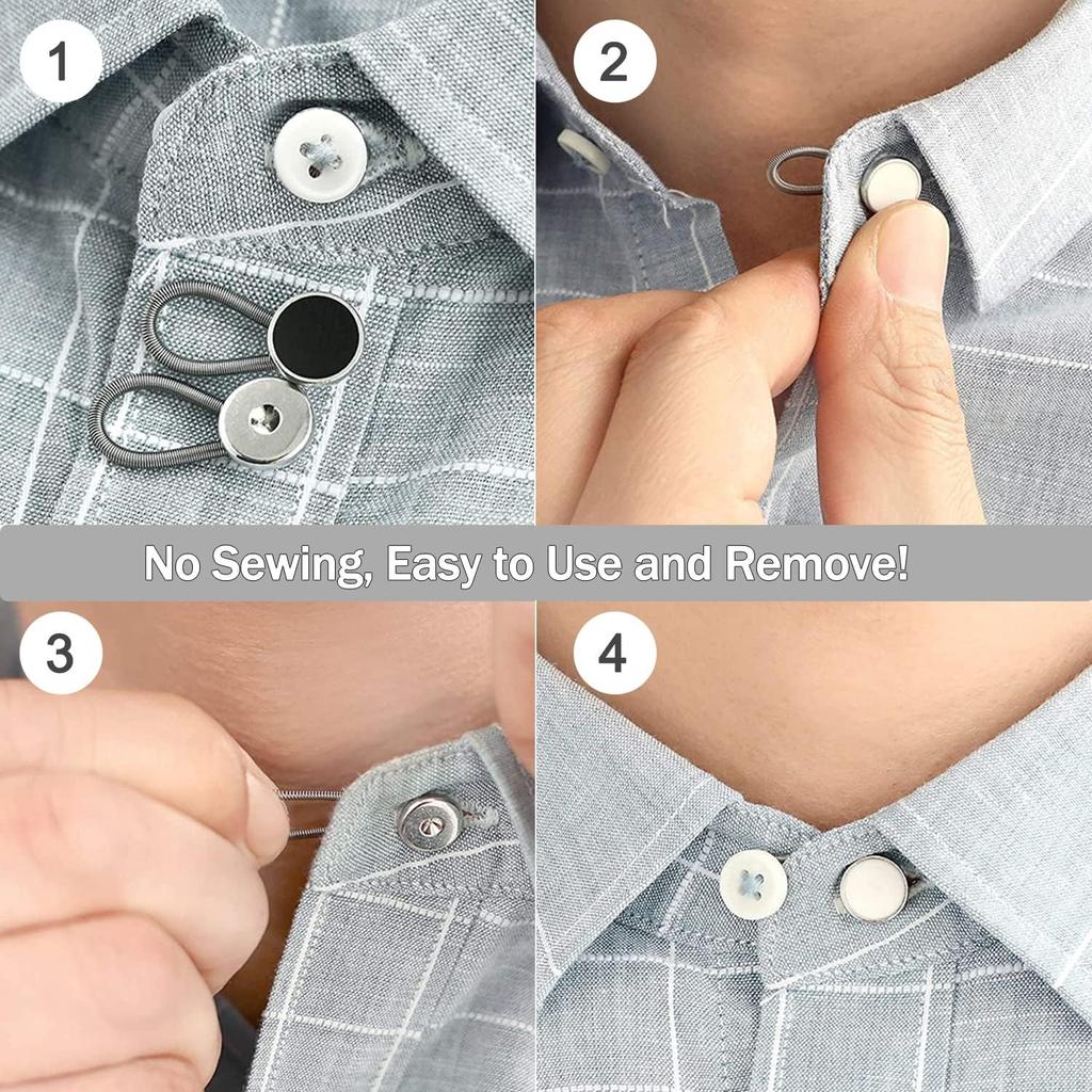 24 Pcs Extender Button Set, Flexible Adjustable Elastic Waist Extender Button, Invisible Collar Neck Extenders, No-Sew Extend Buttons for Women and