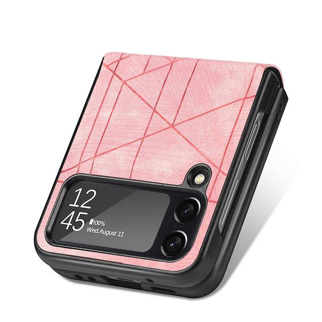 Do Samsung Z Flip 4 5g antypoślizgowe składane skórzane etui do Samsung Galaxy Z Flip4 Flip 4 Zflip4 torba na telefon chroniąca przed upadkiem