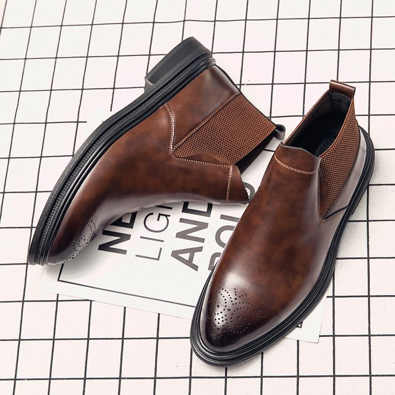 Martin boots summer thin medium and high top British leather inner height increase retro Chelsea short boots