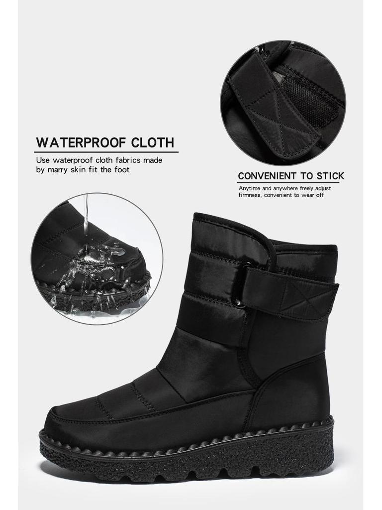 Women's Waterproof Velcro Snow Boots, Size 44, Casual Warm Winter Footwear