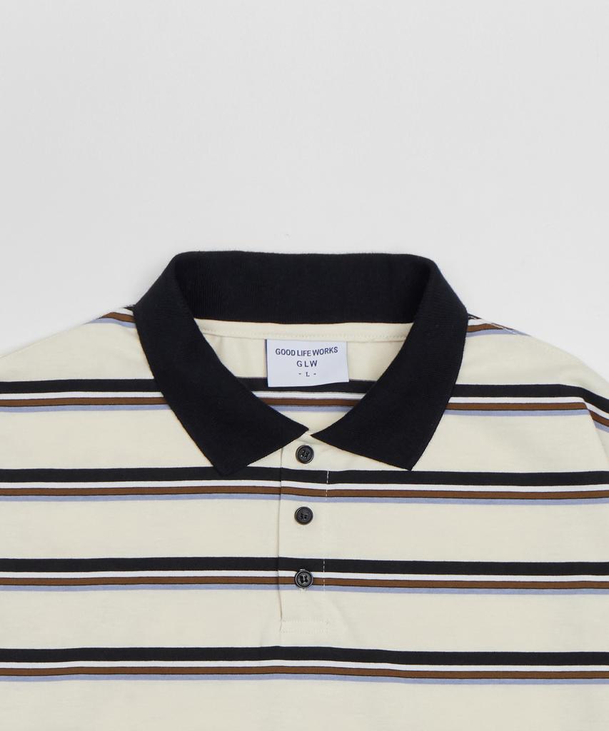 GLW Oversized Striped Collared T-Shirt Ivory