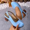 Plus Size New Women's High Heel Sandals Buckle Design Chunky Heel Comfort Retro Beach Holiday Outdoor Shoes