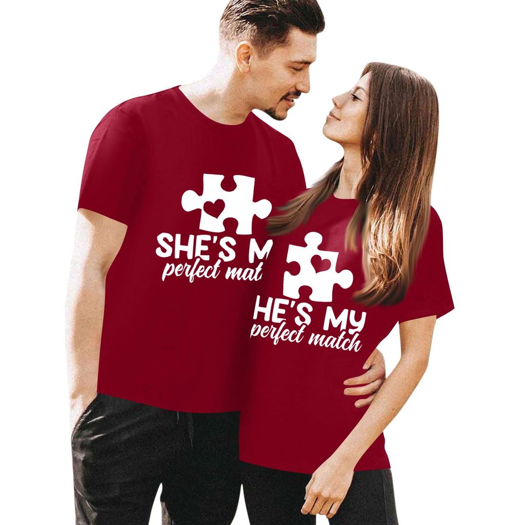 Men's Casual Round Neck Short Sleeve Pullover Valentine's Day Printed T-Shirt