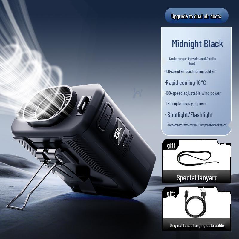 Portable USB Rechargeable Hanging Waist & Neck Fan with Brushless Motor High-Speed Waist Clip Fan
