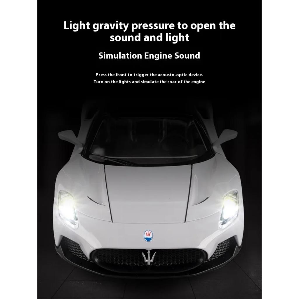 Diecast 1/22 Maserati MC20 Super Sports Car Alloy Model Sound & Light Pull Back Toy Boy Sports Car Toy Birthday Present for Kid