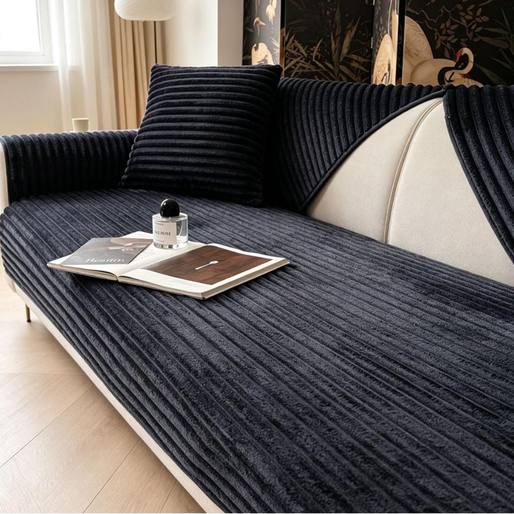 Thickened Non-Slip Flannel Sofa Cushion: High-End, Warm Full-Cover Design