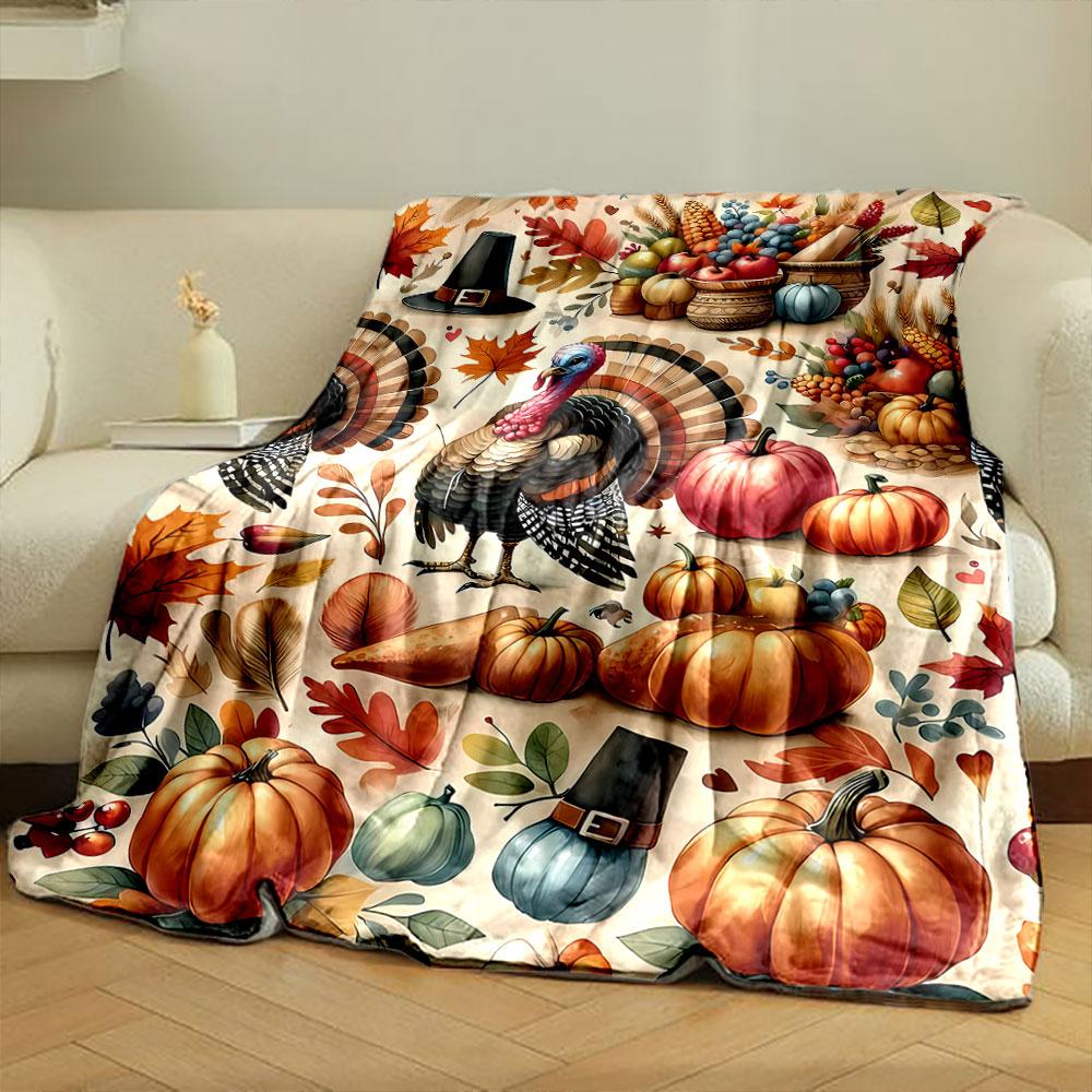Thanksgiving Turkey Pumpkin Blanket bedroom Blanket for Livingroom Couch lunch break Soft throw for Friend's festival Gift