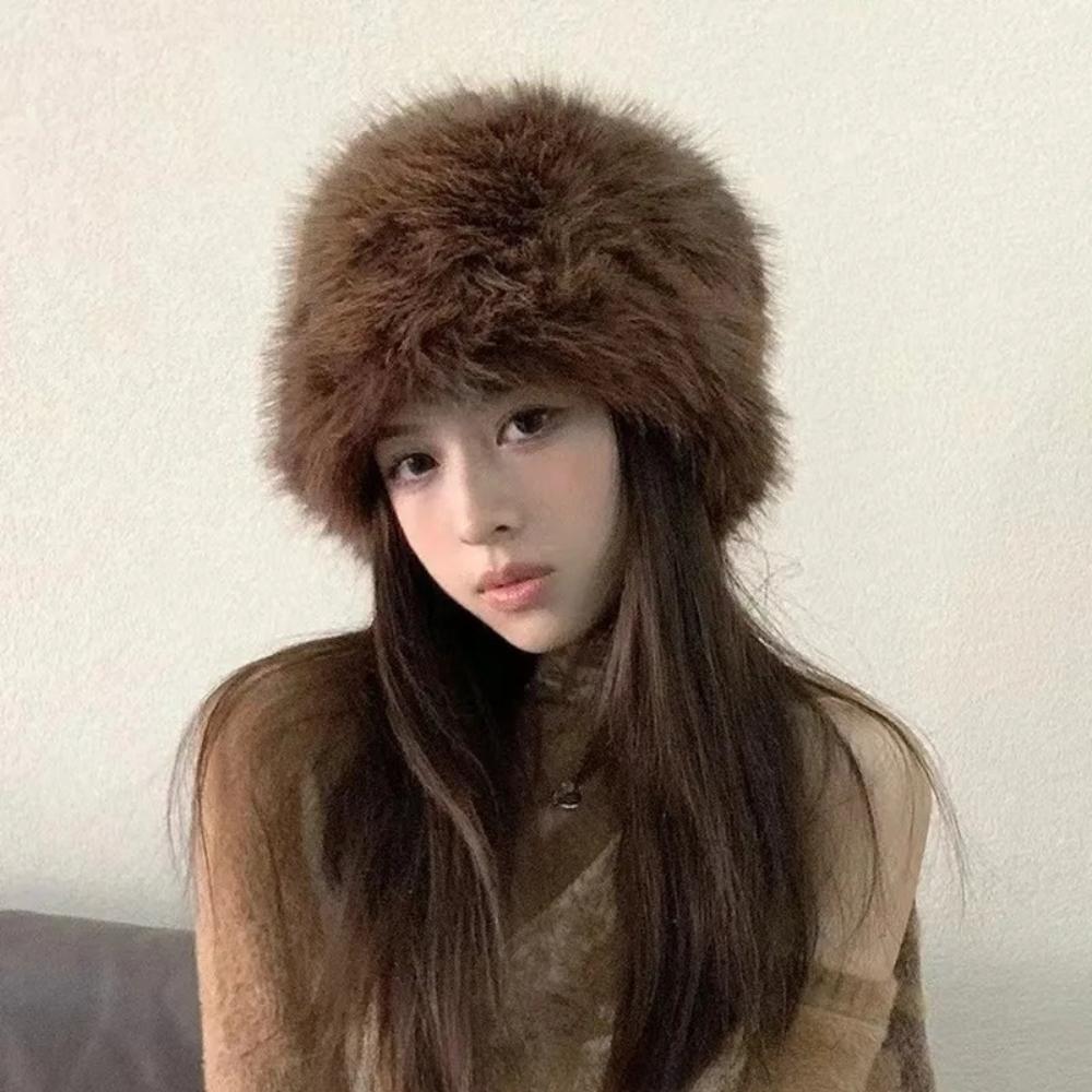 Podzimní a zimní nový dámský klobouk z imitace norkové kožešiny z lišky, dámský zesílený teplý plyšový kbelíkový klobouk