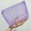 1PC Transparent Mesh Pencil Case Purple Colour Heart Case Cosmetics Bag Stationery Organizer Pencil Bag Makeup Pouch for Women