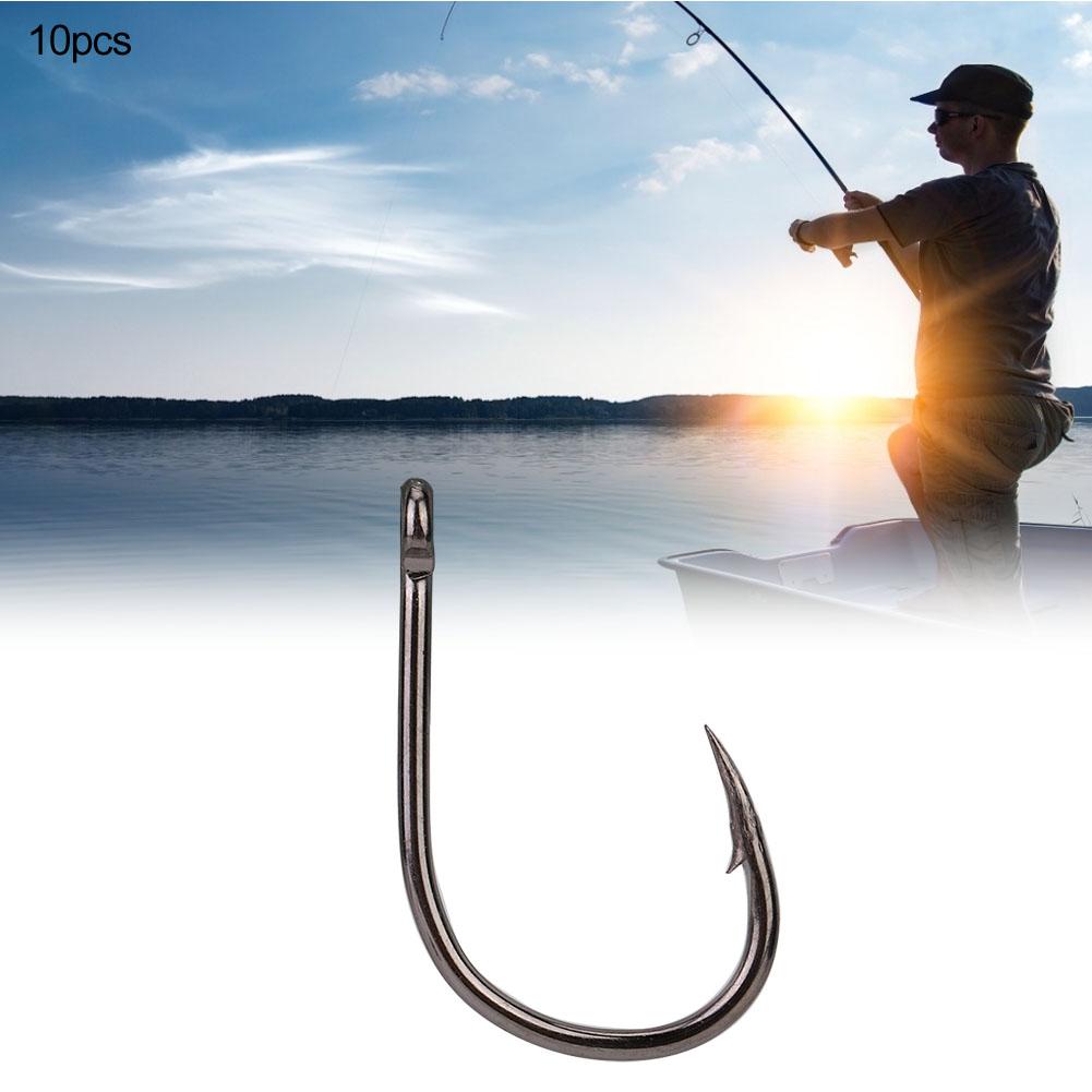 100PCS High Carbon Steel Fishing Hooks with Sharp Barb Hook Fishers Accessory Black with Hole