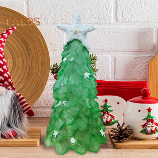 12/15/20 cm Seaglass juletredekorasjon blågrønt havglass sjøstjerneskall Hav-tema juletrefigur ferieharpiks tre skrivebordspynt