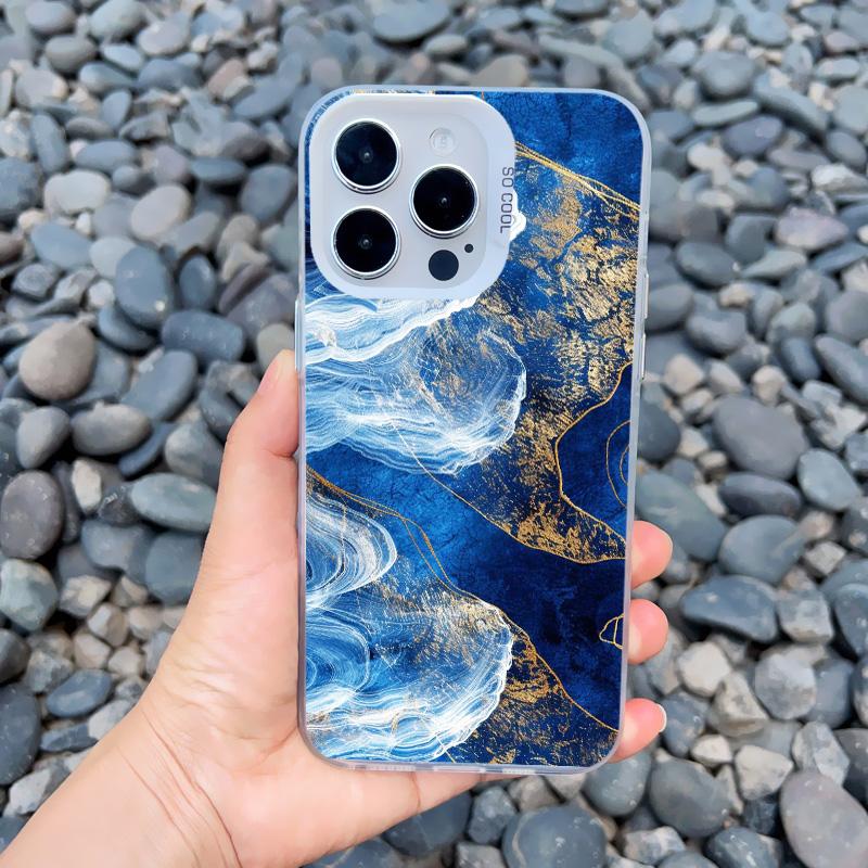 Ocean Waves Sea Water Creative Phone Case For iPhone Case 16 15 14 Pro Max Plus 13 Mini 12 11 Pro Max Shockproof Laser Covers