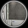 Round Bathroom Mirror With LED Lighting Dimmable Anti Fog Function Touch Switch Black