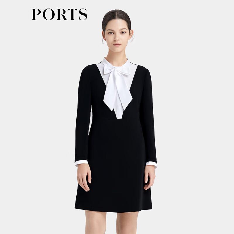 

PORTS Women s Spring Tie-Neck Contrast Panel Dress M