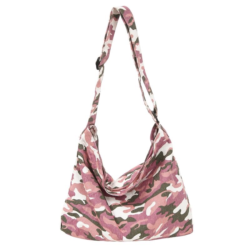 Borse a Spalla in Tela Mimetica da Donna Grande Capacità Borse a Tracolla Leopardate Unisex Pacchi Cott Stile Coreano Borse da Giorno Casual
