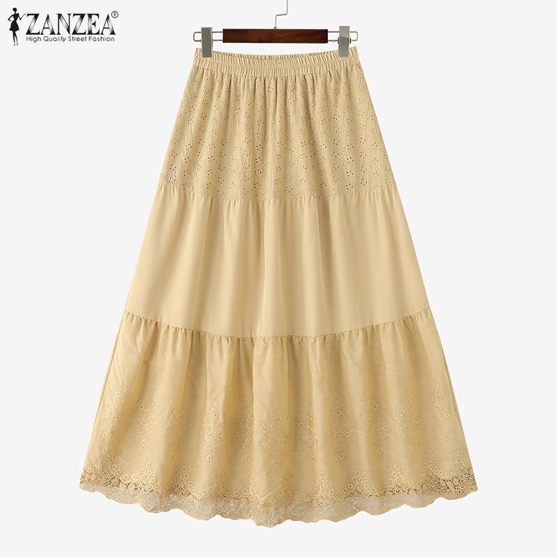 ZANZEA Women Casual Elegant Lace Patchwork A-Line Skirts
