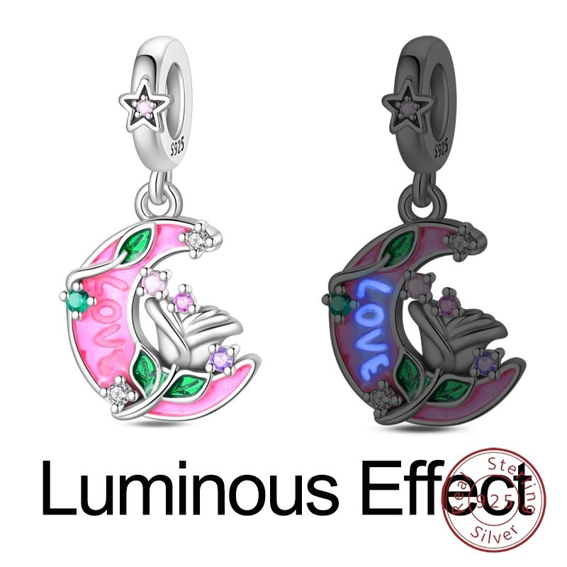 Original Luminous Charms Copper Fixed Clamp Beads Flower Fairy New Year'S Pendant Fit Bracelet Women Jewelry Gifts