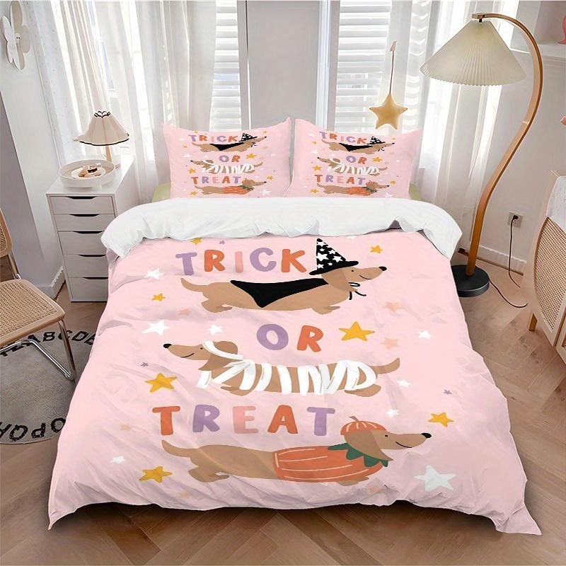 

3pcs Halloween Dogs Soft and Comfortable Breathability, Bedding Set, Machine Washable, Suitable for All Seasons151 135x200cm