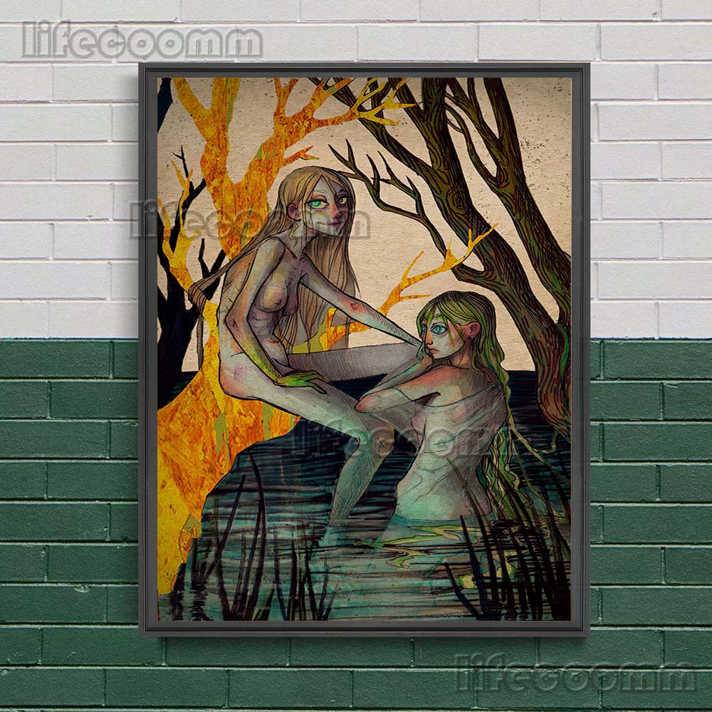 Mysterious Creature In Slavic Mythology Vintage Wall Art Canvas Painting Kikimora,Vodyanoy,Lady Midday Art Poster Prints Decor No Frame