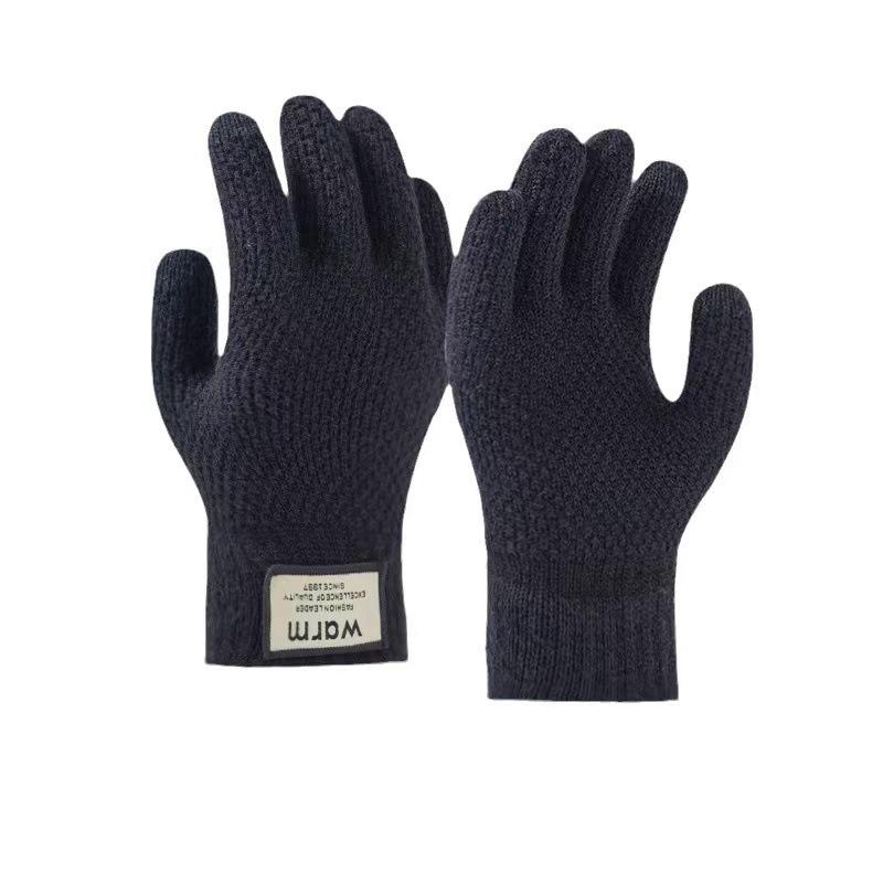 Men's Winter Touchscreen Gloves - Warm, Thick Jacquard Pineapple Pattern for Driving and Riding