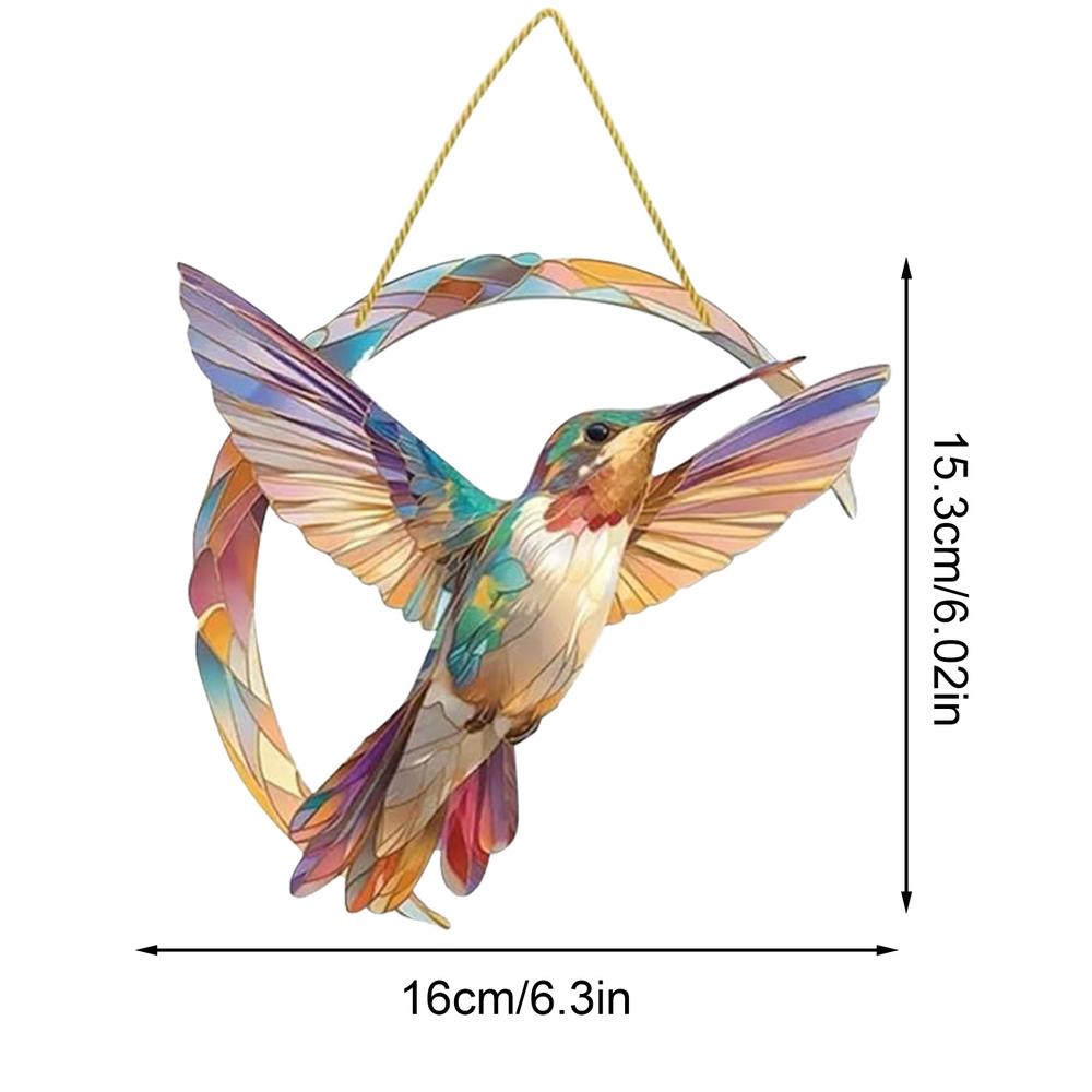 

Акриловое витражное стекло ручной работы садовое окно балкон колибри подвесной двор дома настенное украшение птица украшение двери