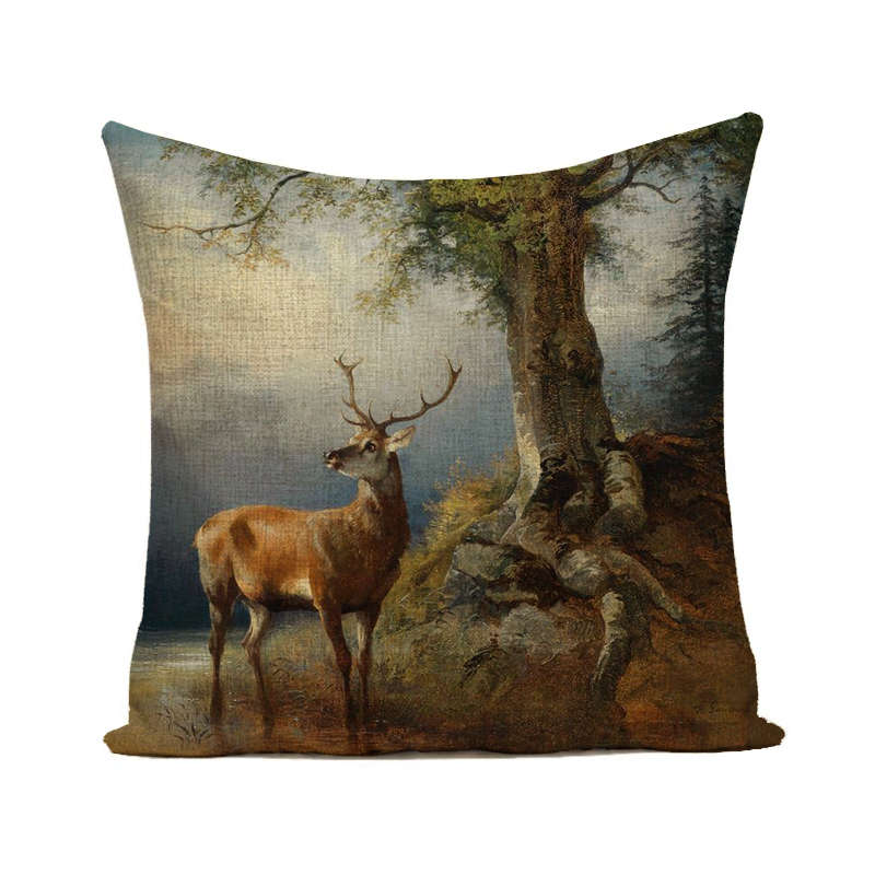 

Наволочка с дикой природой Милая морда оленя лося Наволочка Декор для дома гостиной Украшение 45x45см 16x16Inch