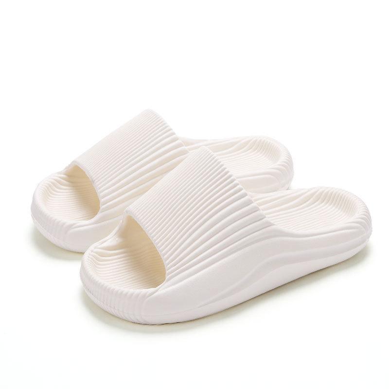 Ванная комната крутые тапочки женские летние домашние для помещений банные мягкая подошва eva домашние бесшумные полосатые тапочки мужские 36/37 белый